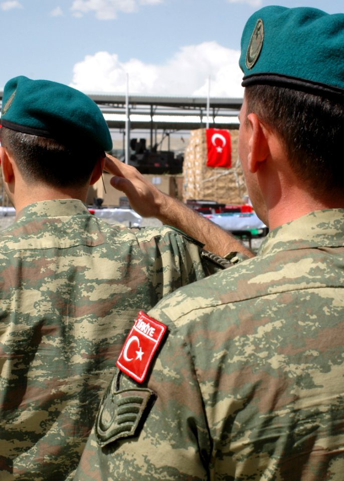 Two Turkish soldiers salute in Kabul (4699277363)