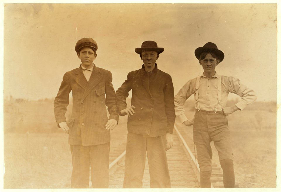 Types of adolescents. Boys working in Eureka Cotton Mills, Chester, S.C. Rob Dover-(Tallest boy). Been in mill eight or nine years. Melvin Reilly (next). In mill one year. Boyd McKowan LOC nclc.01457