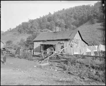 Typical house. This house is about fifty years old. Kentucky Straight Creek Coal Company, Belva Mine, abandoned after... - NARA - 541199 photo