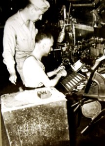 Typesetting newspaper during Operation Husky, Sicily, Italy, 1943 (24479538501)