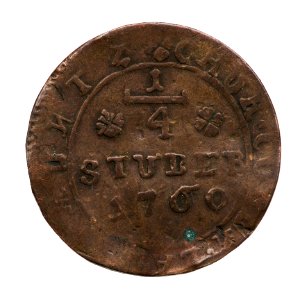 Tyskt mynt av koppar, fjärdedels stüber, 1760 - Skoklosters slott - 108168