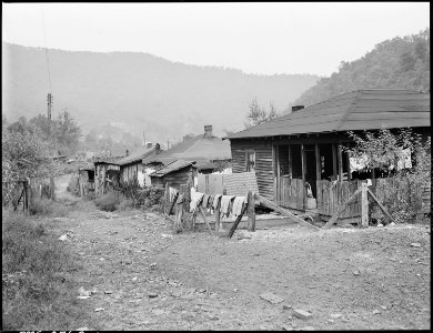 Typical housing and street. P V & K Coal Company, Clover Gap Mine, Lejunior, Harlan County, Kentucky. - NARA - 541366 photo