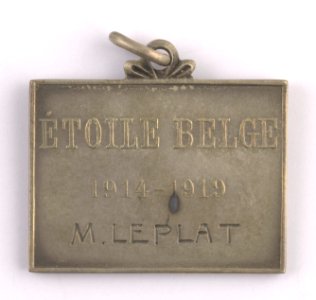 Témoignage de Gratitude Etoile Belge 1914-1919, plaquette by Jacques Marin (1877-1950), Belgium, 1919, Coins and Medals Department of the Royal Library of Belgium, 2Lef87-26 (verso)