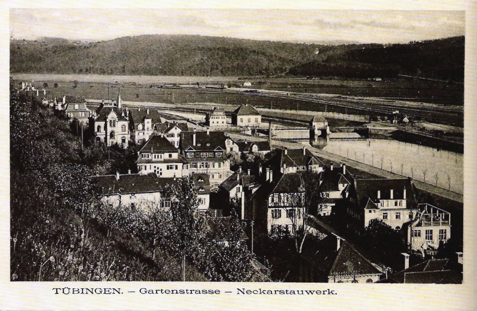 Tübingen. Gartenstraße, Neckarstauwerk (AK F Schimpf TPk084)