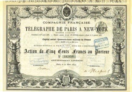 Télégraphe de Paris a New-York 1879