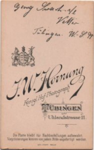 Tübingen, Wintersemester 1899. Foto von J. W. Hornung