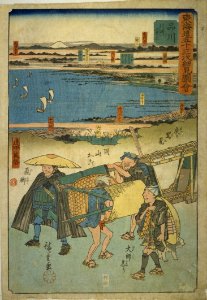 Tōkaidō gojūsan tsugi saiken zu'e, Shinagawa by Hiroshige