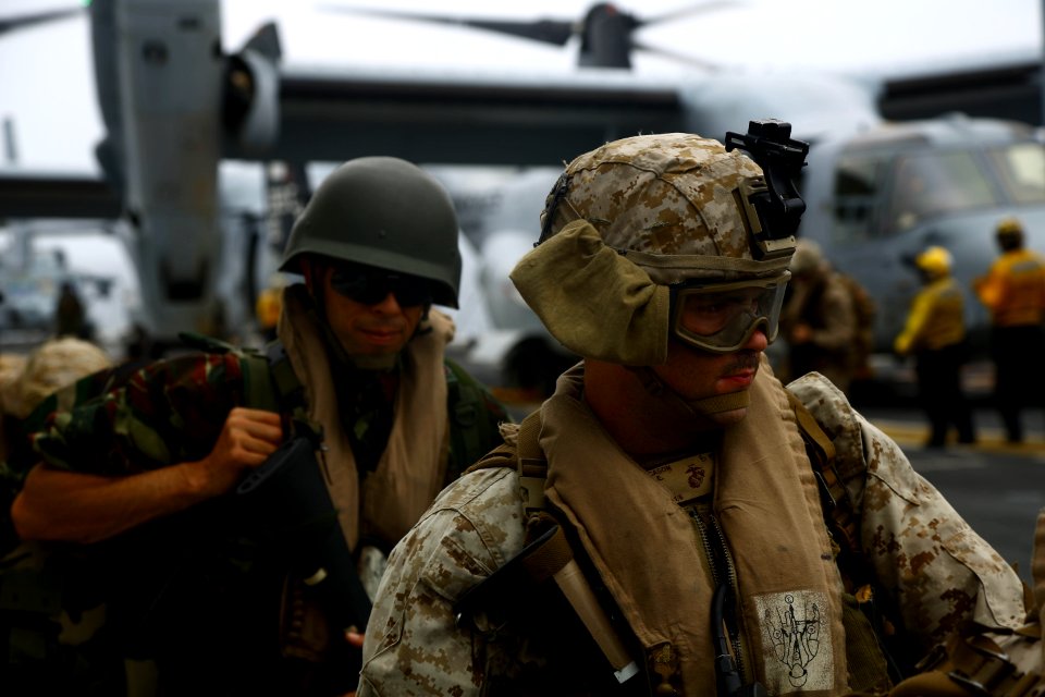 U.S Marines Onload to The USS Wasp for Deployment (28225692491)