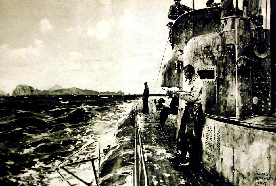 U-boats in the Sperrgebiet, off southwest Namibia, artwork by Claus Bergen, 1917 (27443630924)