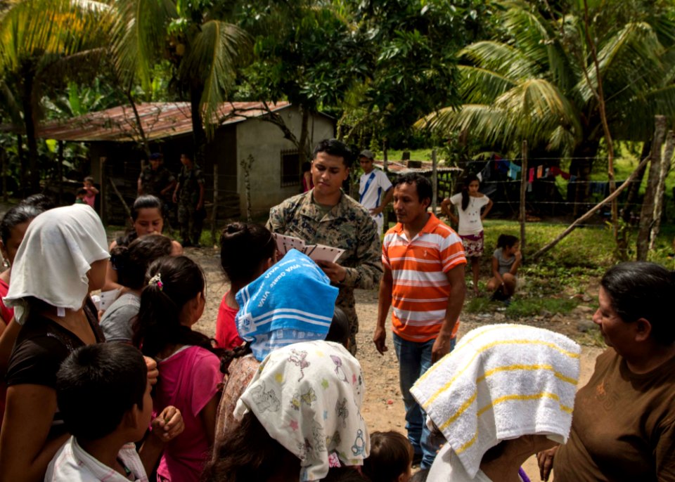 U.S. and Guatemalan service members, Ministry of Education teachers and Ministry of Health doctors and nurses tend to Guatemalan patients at a medical civic action project (MEDCAP) in Puerto Barrios, Guatemala 140823-N-QY430-070