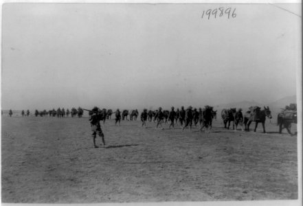 U.S. Army Punitive Expedition after Villa, 1916, near Namiquipa, Mexico- Co. A of the 6th Infantry coming into camp and mountain battery LCCN2002718574