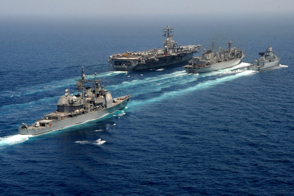 U.S. and Germans ships receive supplies at sea. (8591440081)
