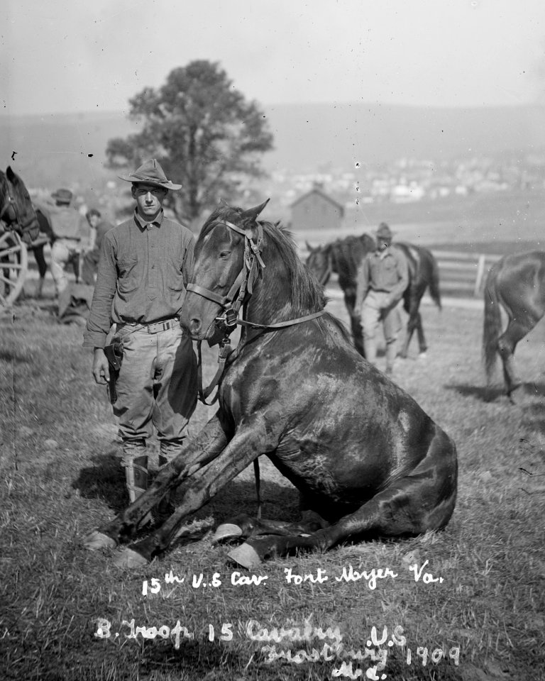 U.S. Army horse stunts, B Troop, 15th U.S. Cavalry, Frostburg, Md., 1909 LCCN2016851174 (cropped)