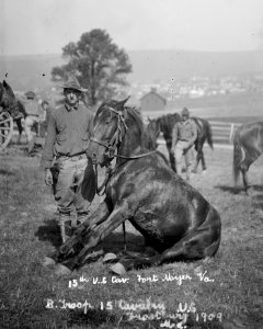 U.S. Army horse stunts, B Troop, 15th U.S. Cavalry, Frostburg, Md., 1909 LCCN2016851174 (cropped)