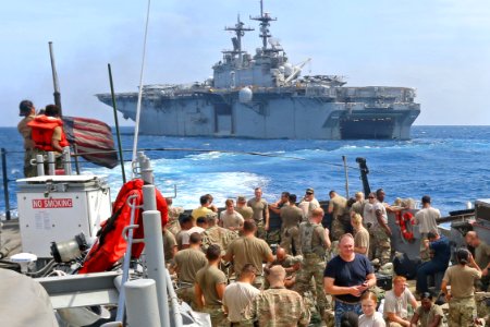 U.S. Army Soldiers aboard a landing craft, utility in the Caribbean Sea. (36644944453)