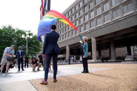 U.S. Department of Energy Secretary J. Granholm at the PRIDE Month LGBTQ+ Flag Raising on June 1, 2021 - DOE9773