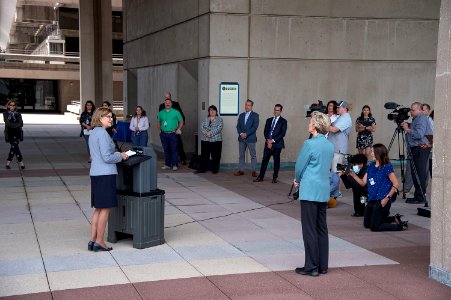 U.S. Department of Energy Secretary J. Granholm at the PRIDE Month LGBTQ+ Flag Raising on June 1, 2021 - DOE9749