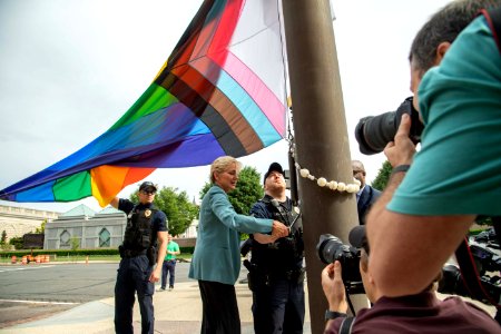 U.S. Department of Energy Secretary J. Granholm at the PRIDE Month LGBTQ+ Flag Raising on June 1, 2021 - DSP 7083