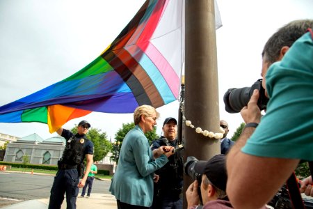 U.S. Department of Energy Secretary J. Granholm at the PRIDE Month LGBTQ+ Flag Raising on June 1, 2021 - DSP 7087