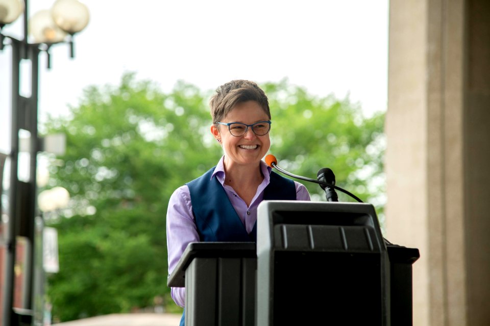 U.S. Department of Energy speaker at the PRIDE Month LGBTQ+ Flag Raising on June 1, 2021 - DSP 6847