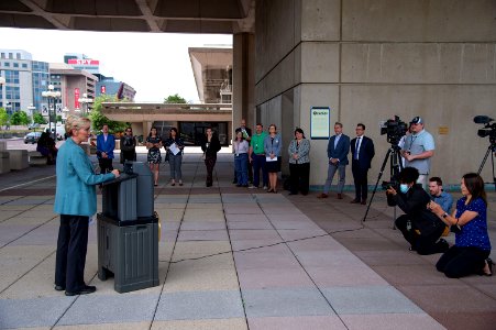 U.S. Department of Energy Secretary J. Granholm at the PRIDE Month LGBTQ+ Flag Raising on June 1, 2021 - DOE9722