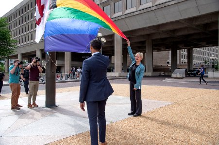 U.S. Department of Energy Secretary J. Granholm at the PRIDE Month LGBTQ+ Flag Raising on June 1, 2021 - DOE9768