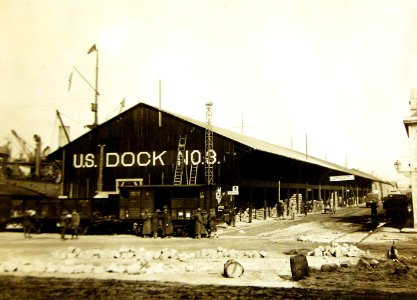 U.S. Dock No.3 filled with supplies, St. Nazaire, France, WWI (32279498053) photo