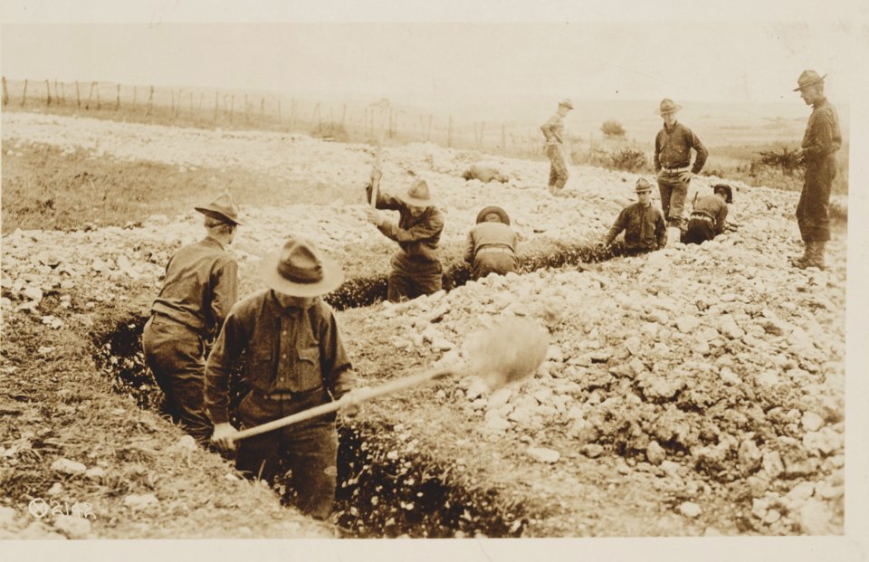 U.S. Marines in France Digging in. Training for modern warfare consists mostly in digging one trench after another, and our boys, realizing the importance of this training, go at it with a LCCN2013649103