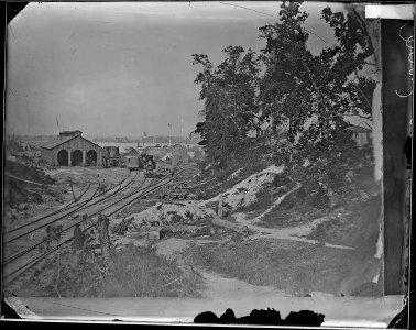 U.S. Military R.R. yards and engine house - NARA - 529287 photo