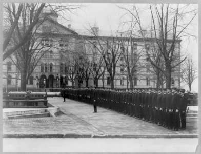 U.S. Naval Academy, Annapolis (Md.)- cadets lined up in row leading to building LCCN2005693126