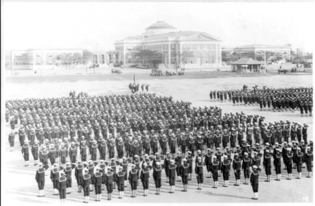 U.S. Naval Training Station, Hampton Roads, Va.- At salute for the Star Spangled Banner LCCN2003678160