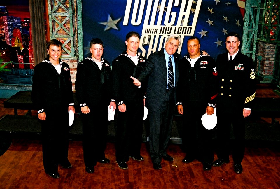 U.S. Navy submariners from USS Helena (SSN 725) with Jay Leno