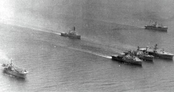 U.S. Navy Amphibious Squadron 5 underway in the Gulf of Tonkin, in 1972