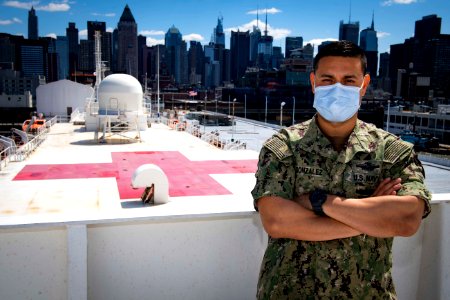 U.S. Navy Chief Hospital Corpsman Gonzalez, leading chief petty officer of radiology aboard the Military Sealift Command hospital ship USNS Comfort (T-AH 20) (49769964683) photo