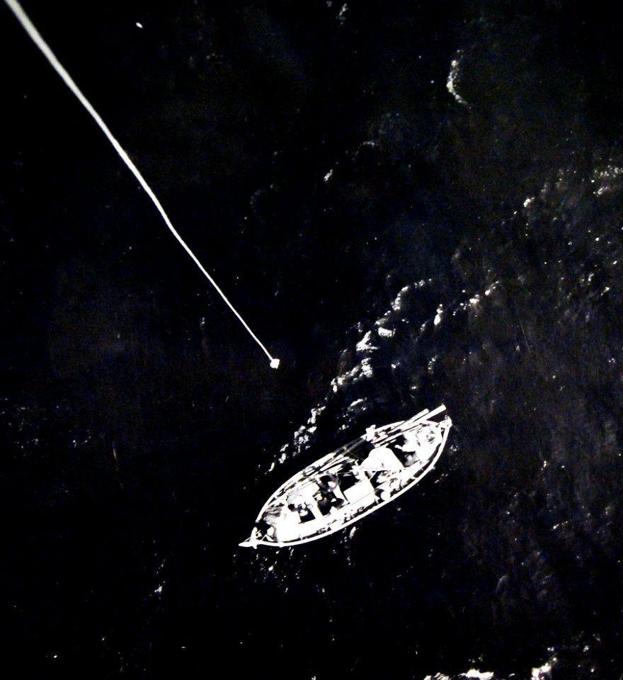 U.S. Navy blimp lowers supplies to torpedoed merchantman survivors awaiting rescue (24382665459)