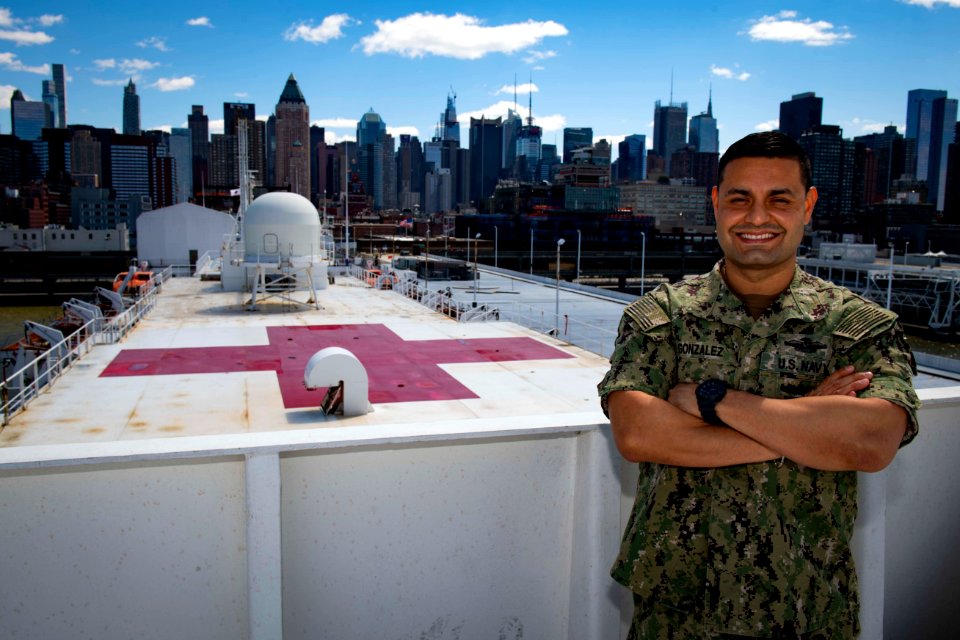 U.S. Navy Chief Hospital Corpsman Gonzalez, leading chief petty officer of radiology aboard the Military Sealift Command hospital ship USNS Comfort (T-AH 20) (49770822152)