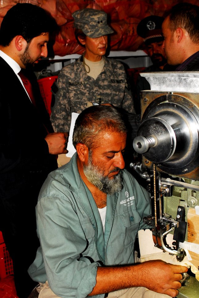 U.S. Navy Rear Adm. Kathleen Dussault tours the Kabul Milli factory (4919577234)