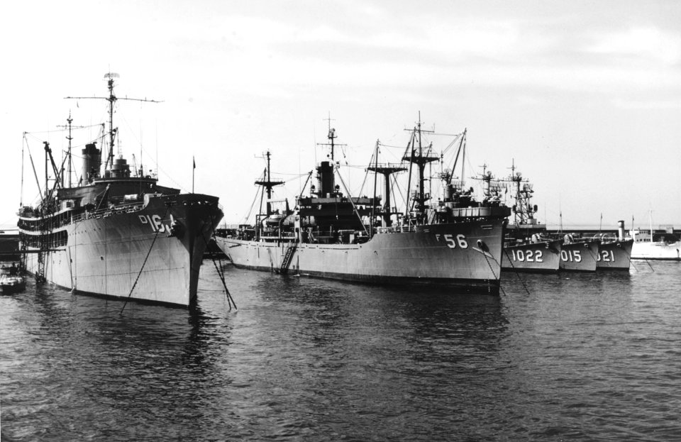 U.S. Navy ships moored at Nalpes, Italy, on 13 March 1971 (K-88830)