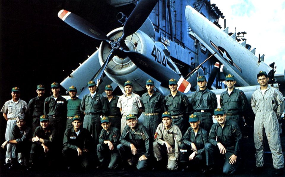 U.S. Navy pilots of Attack Squadron 25 (VA-25) aboard USS Coral Sea (CVA-43), circa in 1968