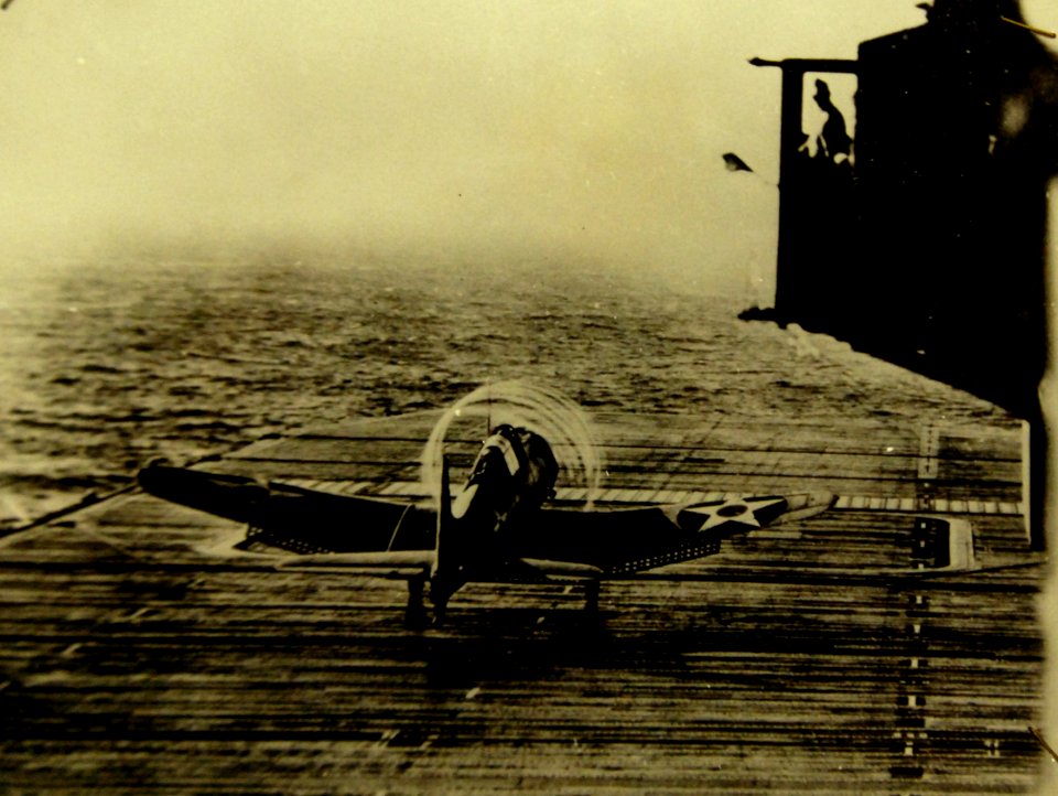 U.S. Navy SBD Dauntless takes off from carrier bound for Japanese-held Wake Island (21294350003)