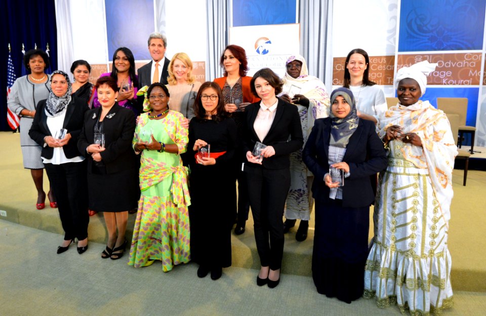 U.S. Secretary of State John Kerry and U.S. Ambassador-at-Large for Global Women's Issues Cathy Russell with the 2016 Secretary of State’s International Women of Courage Award winners - IWOC 2016