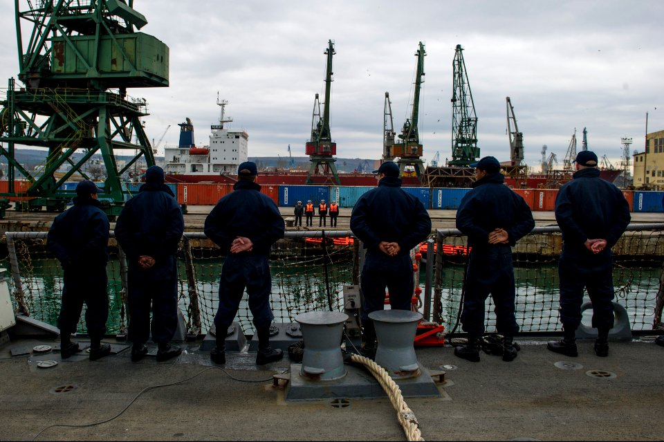 U.S. Sailors get underway aboard the guided missile destroyer USS Truxtun (DDG 103) in Varna, Bulgaria, after a scheduled port visit March 16, 2014 140316-N-EI510-060