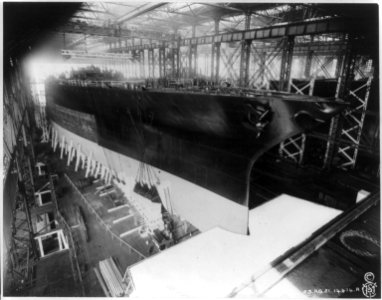 U.S. WASHINGTON (under construction). Side view of bow LCCN2004673008