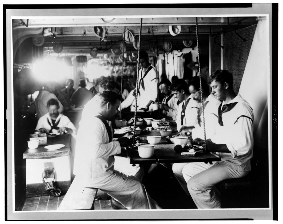 U.S.S. Olympia - crew's mess, 1899 - photo by Frances Benjamin Johnston. LCCN2001698162