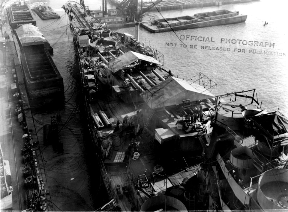 U.S.S. Iowa looking forward from about Frame 90