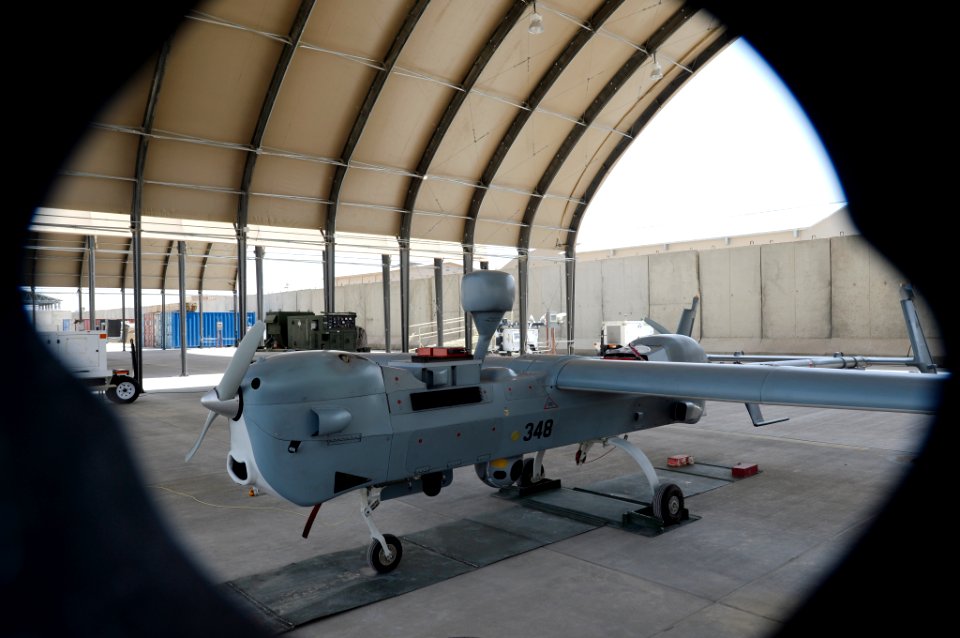 UAV MQ-5B Hunter launch and recovery at Kandahar Airfield 150806-N-SQ656-801