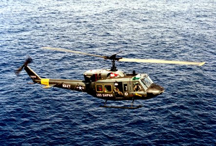 UH-1N from USS Saipan (LHA-2) in flight 1990