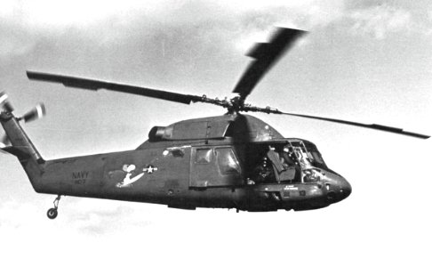 UH-2 Seasprite of HC-7 in flight over the Gulf of Tonkin, circa in 1970