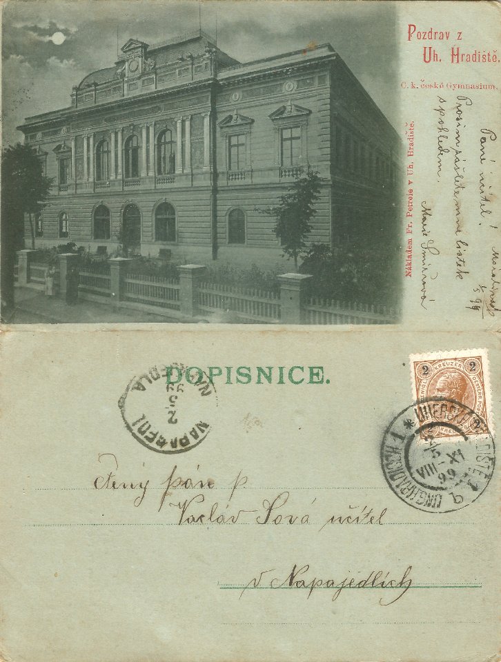Uherske hradiste gymnazium 1899 postcard