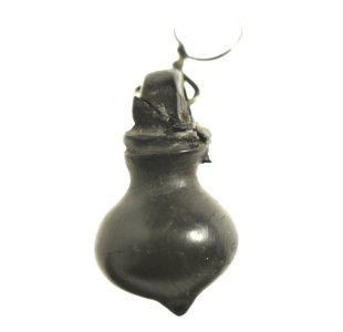 Uivormige hanger in git, 175 tot 350 NC, vindplaats- Koninksem, zuidwestgrafveld, 25.09.1908, graf, collectie Gallo-Romeins Museum Tongeren, GRM 2527